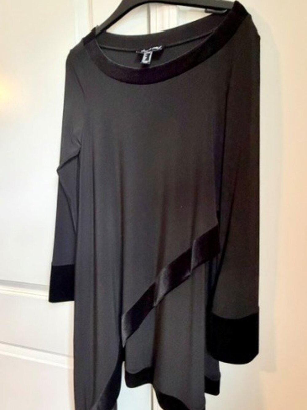 Joseph Ribkoff Asymmetrical Tunic featuring velvet trim